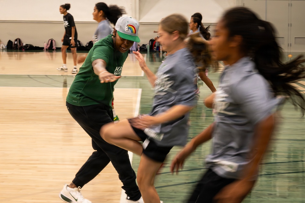 94th Army Air and Missile Defense Command  Soldiers assist University of Hawaii at Manoa’s Women’s Basketball team during Youth Impact Program