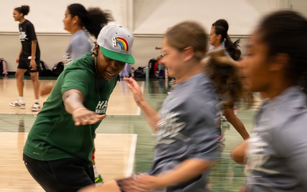 94th Army Air and Missile Defense Command  Soldiers assist University of Hawaii at Manoa’s Women’s Basketball team during Youth Impact Program