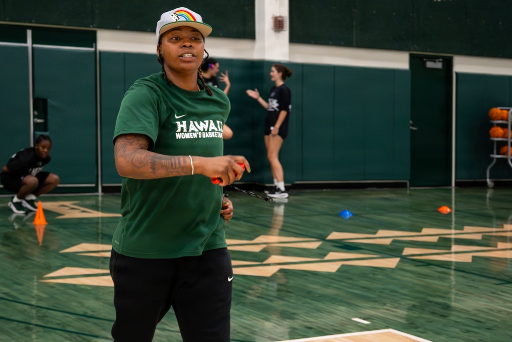 94th Army Air and Missile Defense Command  Soldiers assist University of Hawaii at Manoa’s Women’s Basketball team during Youth Impact Program