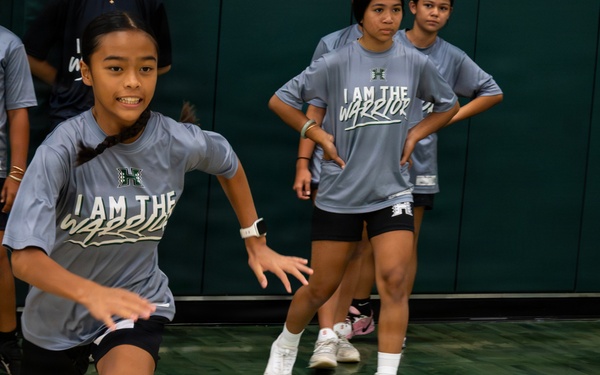 94th Army Air and Missile Defense Command  Soldiers assist University of Hawaii at Manoa’s Women’s Basketball team during Youth Impact Program