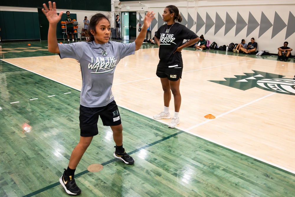 94th Army Air and Missile Defense Command  Soldiers assist University of Hawaii at Manoa’s Women’s Basketball team during Youth Impact Program