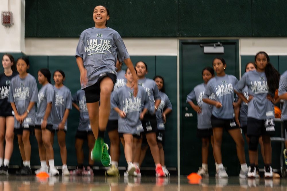 94th Army Air and Missile Defense Command  Soldiers assist University of Hawaii at Manoa’s Women’s Basketball team during Youth Impact Program