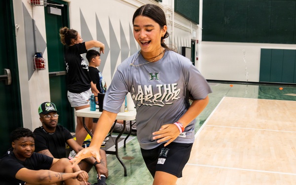 94th Army Air and Missile Defense Command  Soldiers assist University of Hawaii at Manoa’s Women’s Basketball team during Youth Impact Program