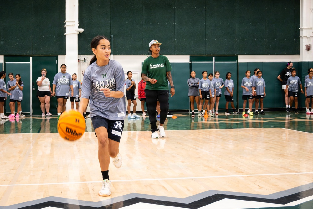 94th Army Air and Missile Defense Command  Soldiers assist University of Hawaii at Manoa’s Women’s Basketball team during Youth Impact Program