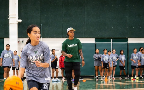 94th Army Air and Missile Defense Command  Soldiers assist University of Hawaii at Manoa’s Women’s Basketball team during Youth Impact Program