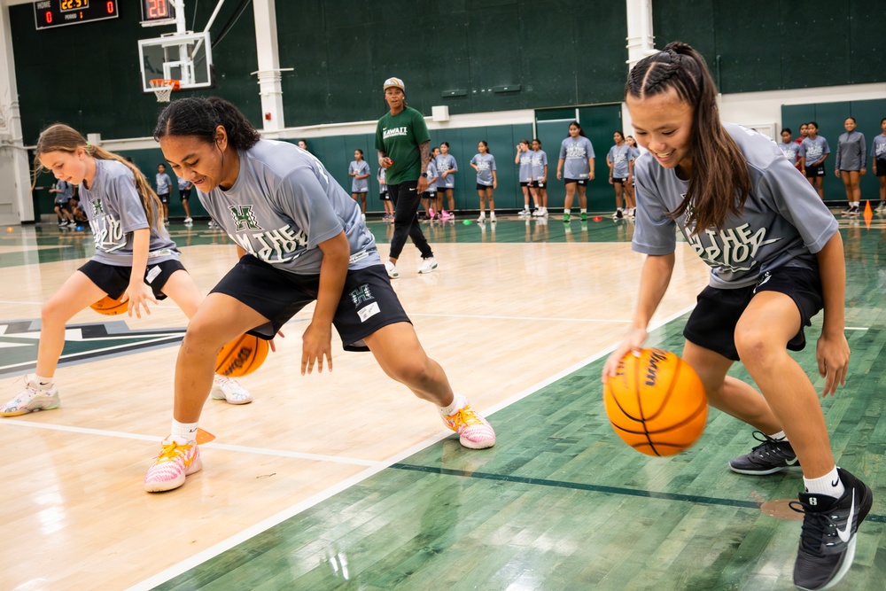 94th Army Air and Missile Defense Command  Soldiers assist University of Hawaii at Manoa’s Women’s Basketball team during Youth Impact Program