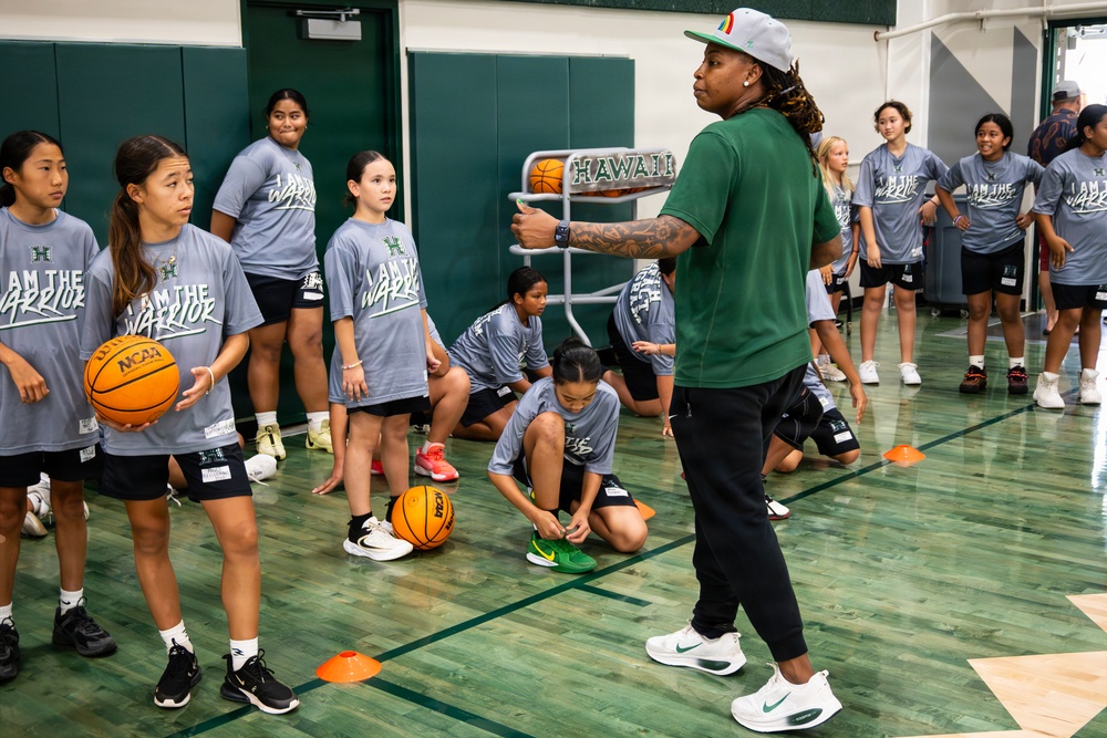 94th Army Air and Missile Defense Command  Soldiers assist University of Hawaii at Manoa’s Women’s Basketball team during Youth Impact Program