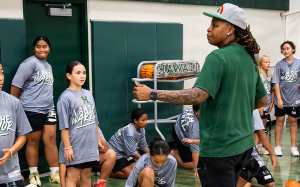 94th Army Air and Missile Defense Command  Soldiers assist University of Hawaii at Manoa’s Women’s Basketball team during Youth Impact Program