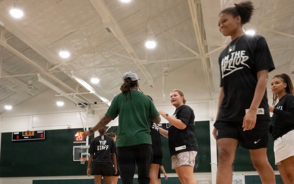 94th Army Air and Missile Defense Command  Soldiers assist University of Hawaii at Manoa’s Women’s Basketball team during Youth Impact Program