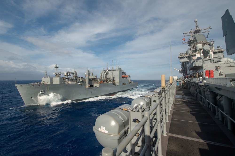 USS Essex conducts a replenishment at sea during RIMPAC 2026