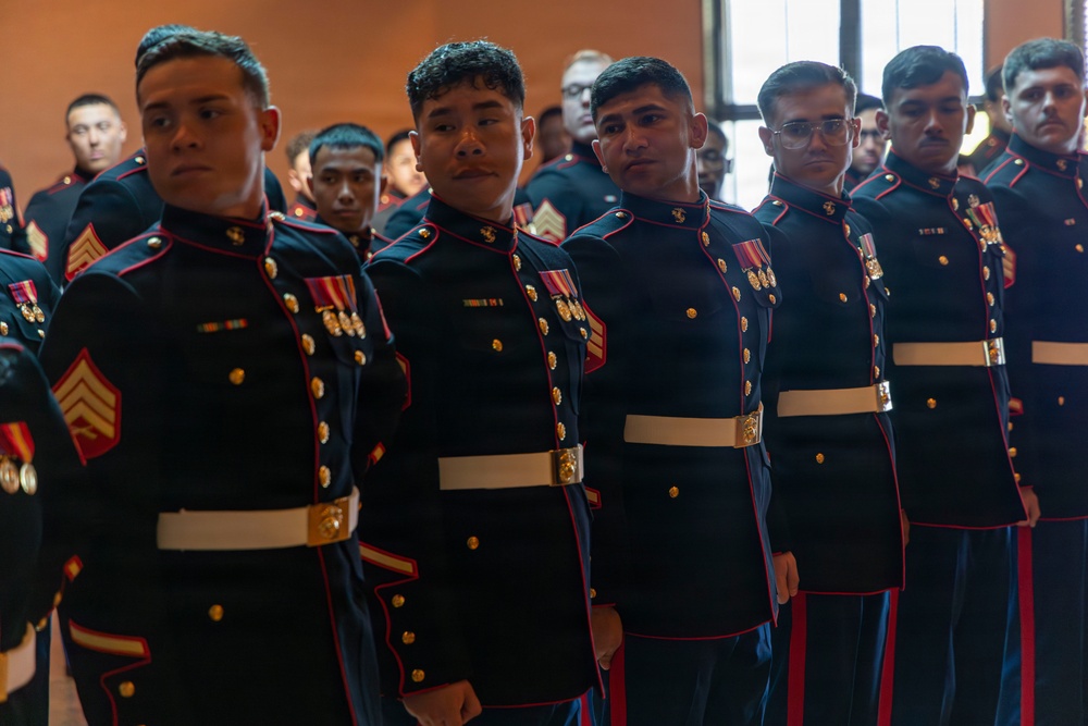Inaugural Marine Corps Air Station Iwakuni Sergeants Course Completes Dress Blues Inspection
