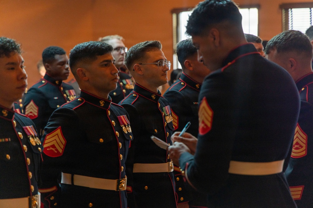 Inaugural Marine Corps Air Station Iwakuni Sergeants Course Completes Dress Blues Inspection