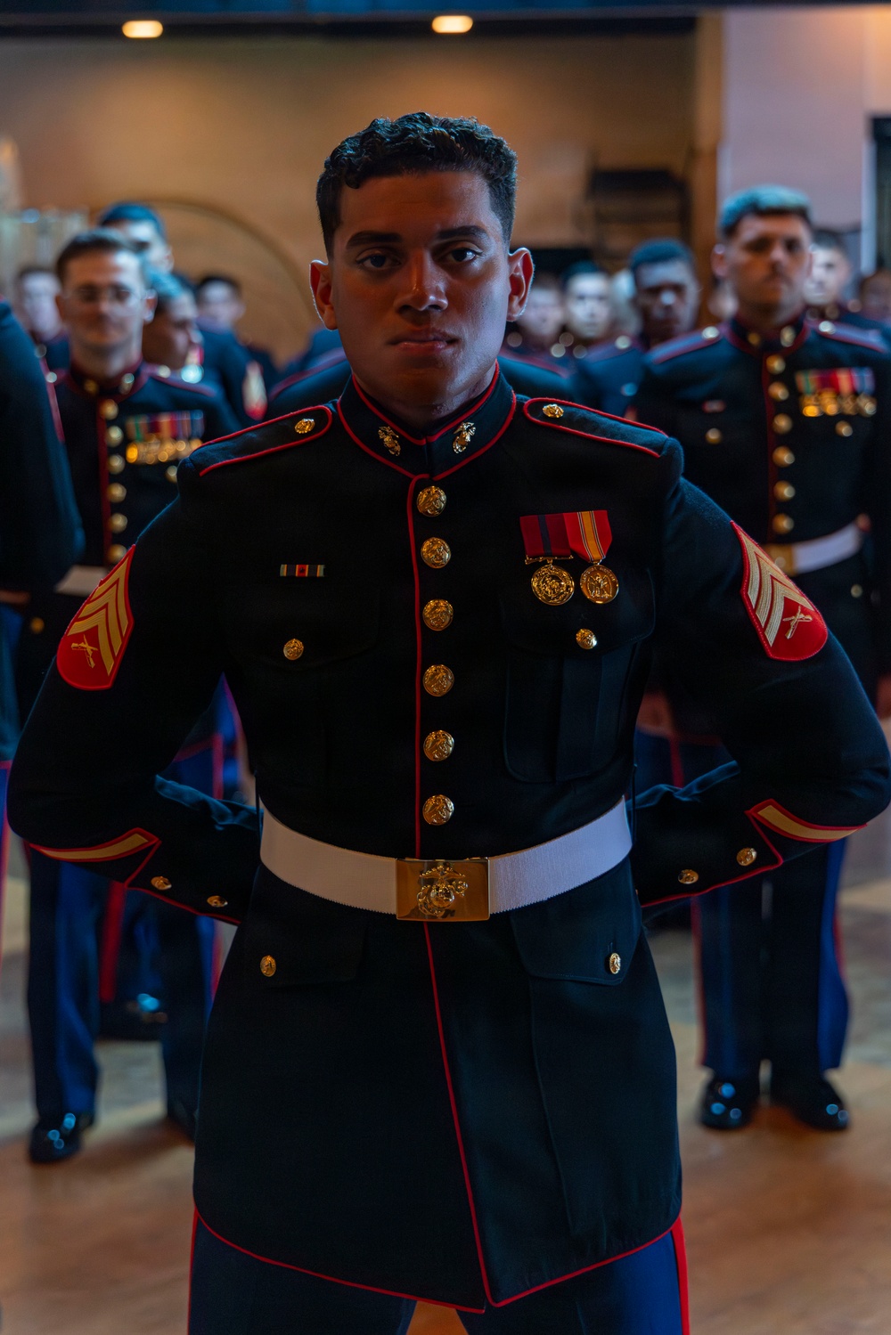 Inaugural Marine Corps Air Station Iwakuni Sergeants Course Completes Dress Blues Inspection