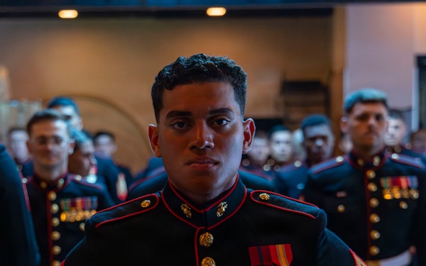 Inaugural Marine Corps Air Station Iwakuni Sergeants Course Completes Dress Blues Inspection