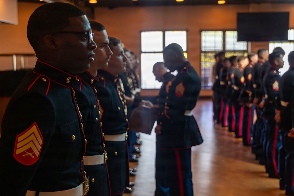 Inaugural Marine Corps Air Station Iwakuni Sergeants Course Completes Dress Blues Inspection