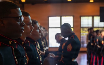 Inaugural Marine Corps Air Station Iwakuni Sergeants Course Completes Dress Blues Inspection
