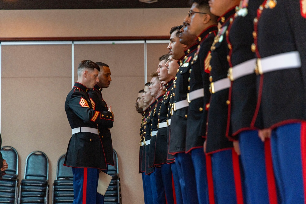 Inaugural Marine Corps Air Station Iwakuni Sergeants Course Completes Dress Blues Inspection