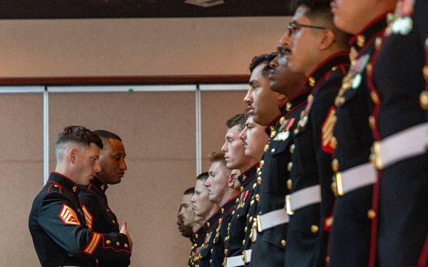 Inaugural Marine Corps Air Station Iwakuni Sergeants Course Completes Dress Blues Inspection