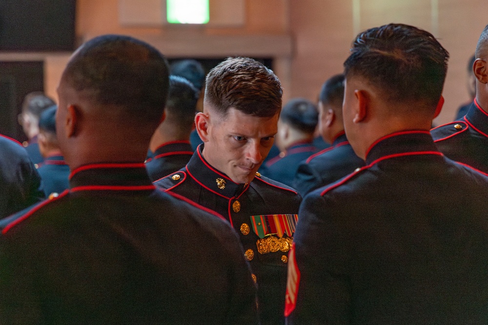 Inaugural Marine Corps Air Station Iwakuni Sergeants Course Completes Dress Blues Inspection