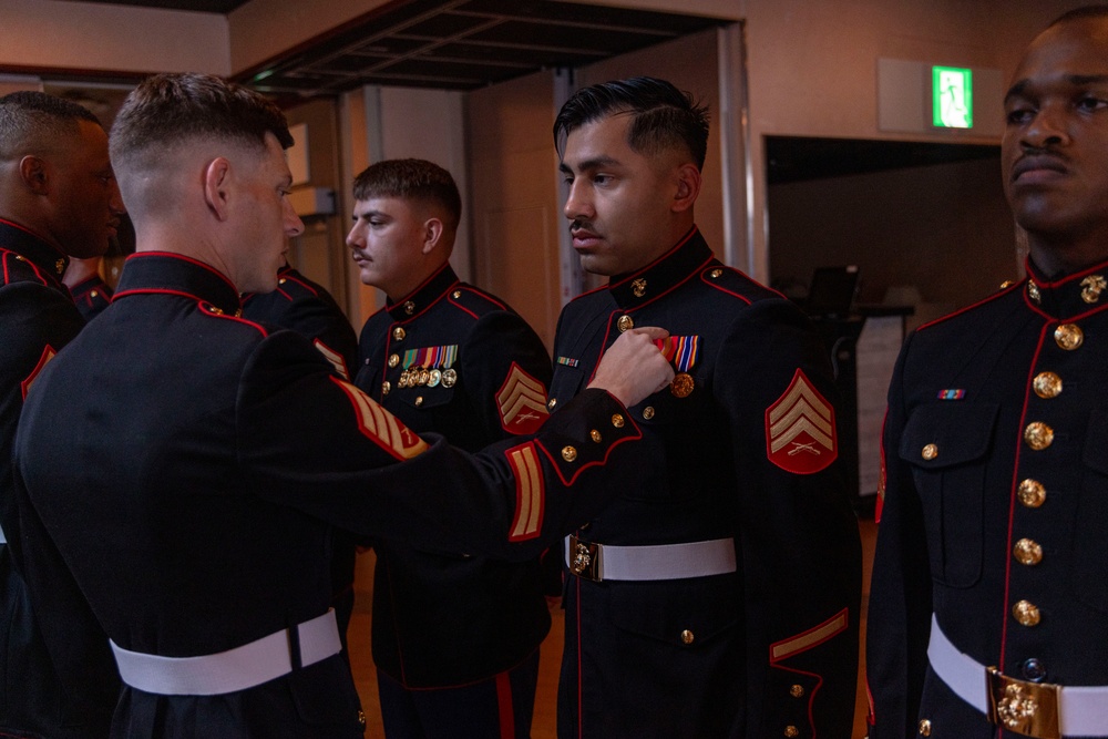 Inaugural Marine Corps Air Station Iwakuni Sergeants Course Completes Dress Blues Inspection