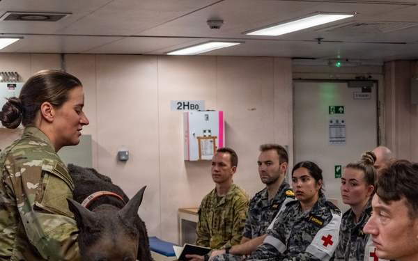 Pacific Partnership 2026 veterinarian conducts canine TCCC training aboard Royal Australian Navy HMAS Choules (L100)
