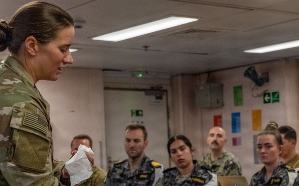 Pacific Partnership 2026 veterinarian conducts canine TCCC training aboard Royal Australian Navy HMAS Choules (L100)