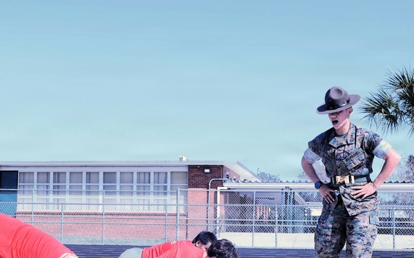 Drill Instructors Visit Chamberlain High School to Facilitate Physical Training