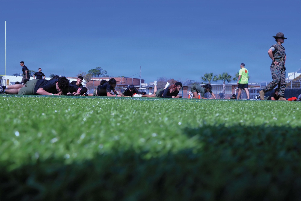 Drill Instructors Visit Chamberlain High School to Facilitate Physical Training