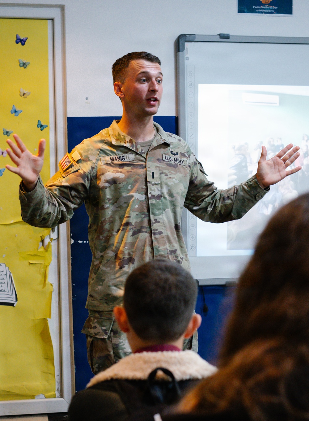 KFOR Soldiers engage students during outreach in Gjilan