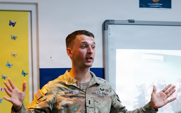 KFOR Soldiers engage students during outreach in Gjilan