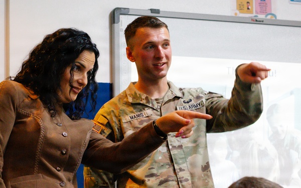 KFOR Soldiers engage students during outreach in Gjilan