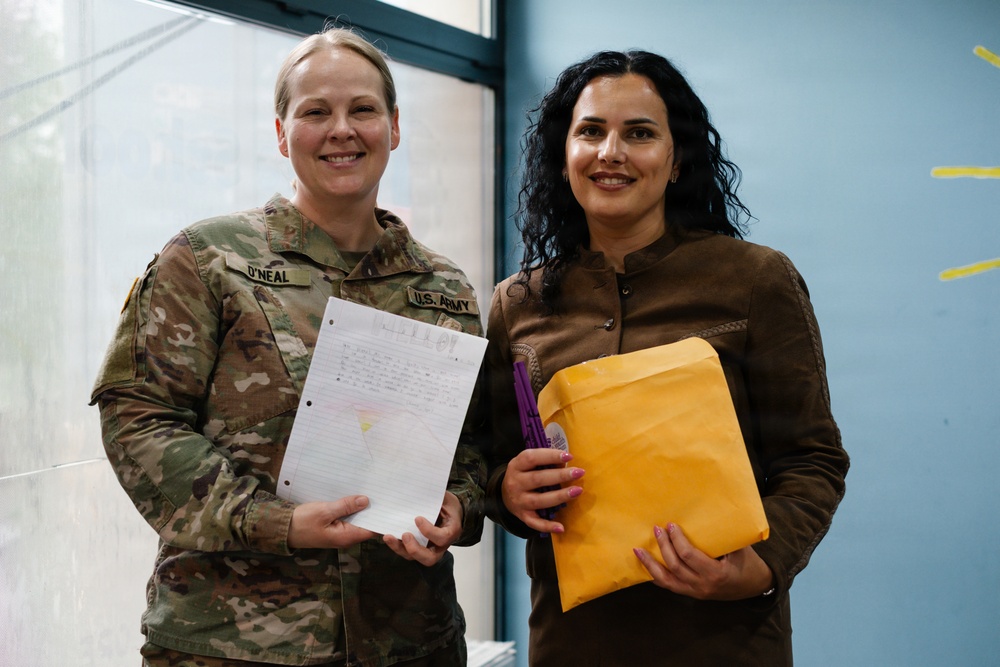 KFOR Soldiers engage students during outreach in Gjilan