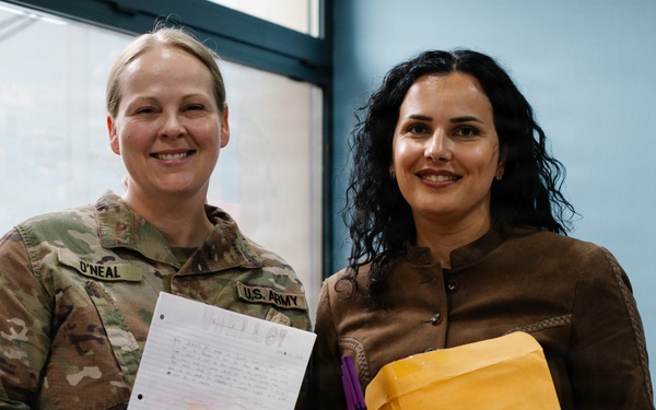 KFOR Soldiers engage students during outreach in Gjilan