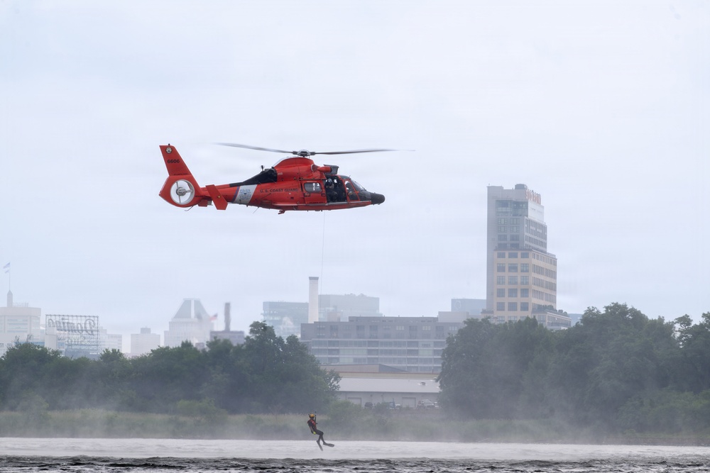 Coast Guard Air Station Atlantic City MH-65 conducting SAR demonstration