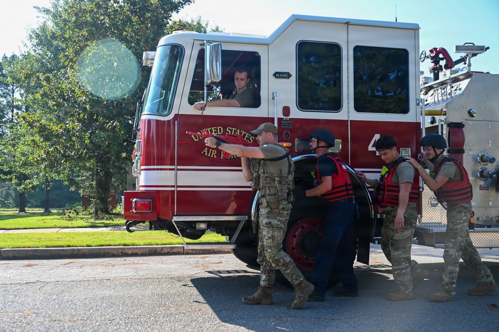 19th Combat Air Base Squadron, 19th Security Forces Squadron, and 19th Civil Engineering Squadron come together for an active-shooter exercise
