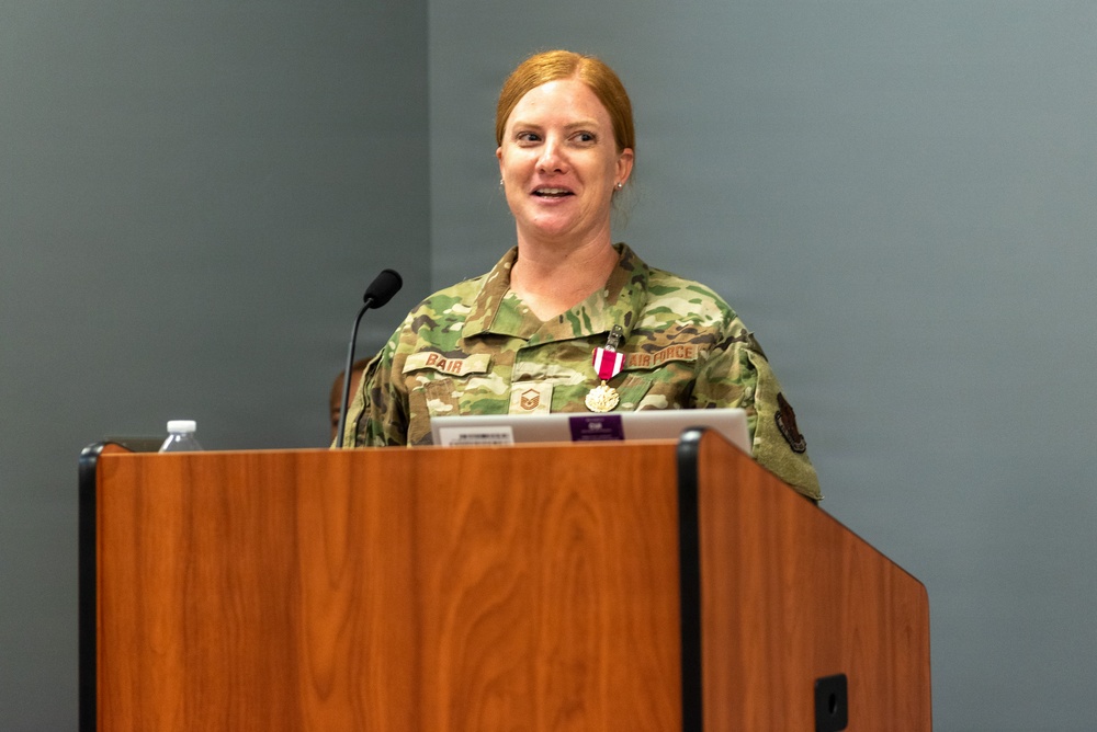 Illinois Air National Guard Master Sgt. Kayla Bair honored at retirement ceremony