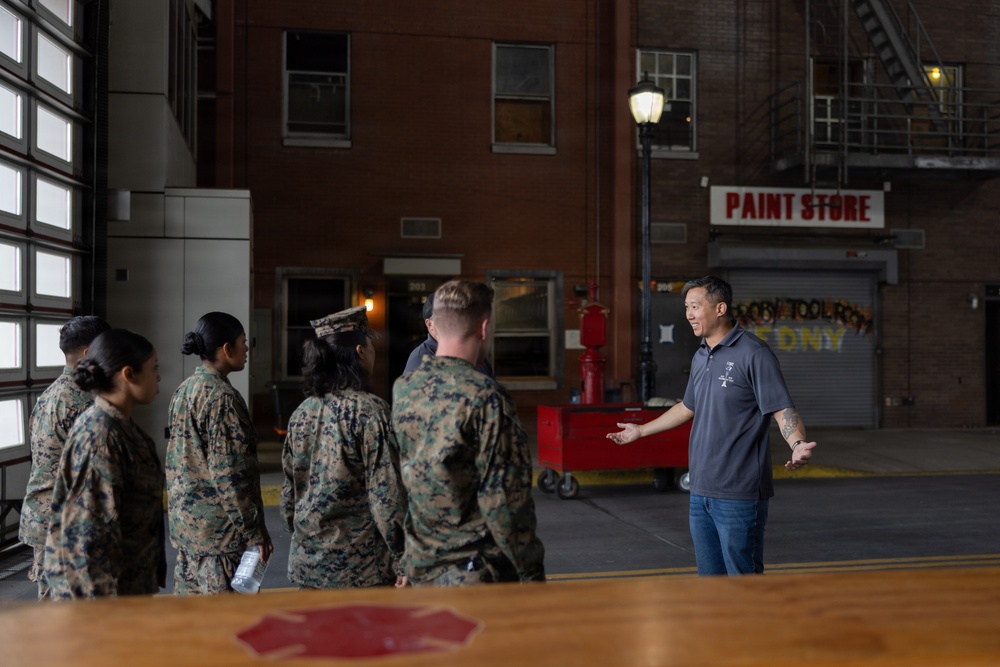 U.S. Marines visit Fire Department of the City of New York Veterans of Foreign Wars Post 12033