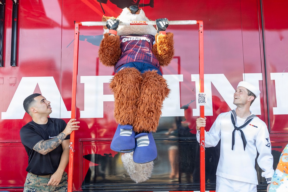 New England Revolution Mascot Slyde the Fox Visits USS Arlington