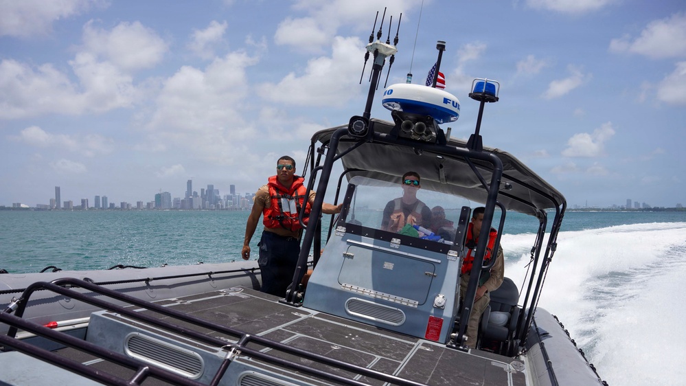 USS Cooperstown Conducts Small Boat Operations in the Atlantic Ocean.