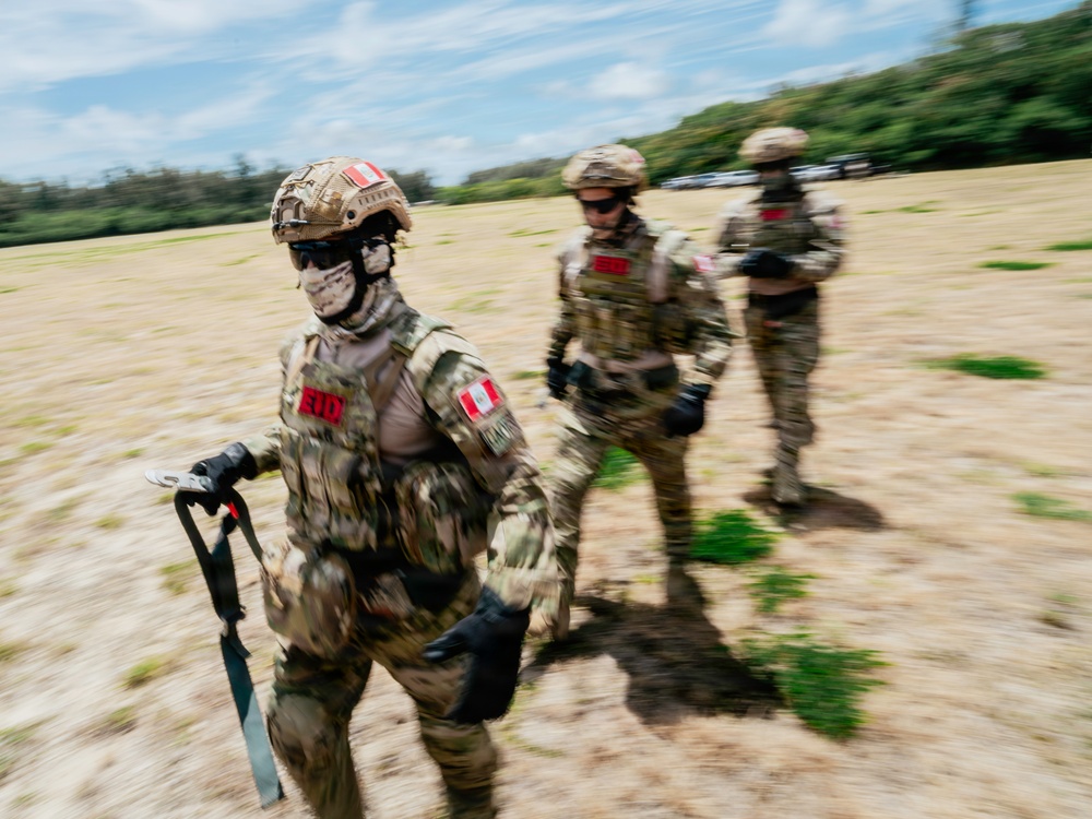 Multinational EOD technicians conduct HRST training during RIMPAC 26