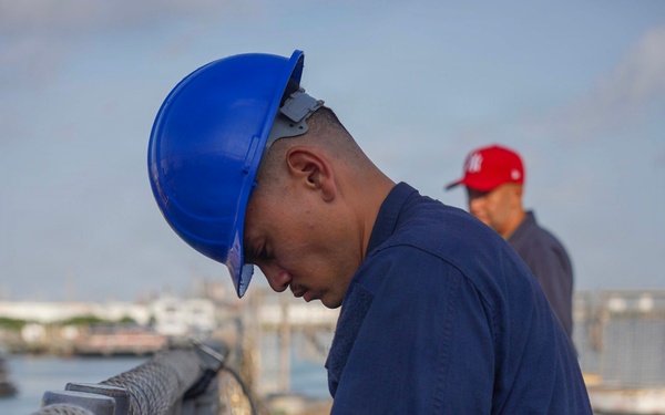 USS Cooperstown Conducts a Flip-Ship for Preventative Maintenance at Corpus Christi, Texas.