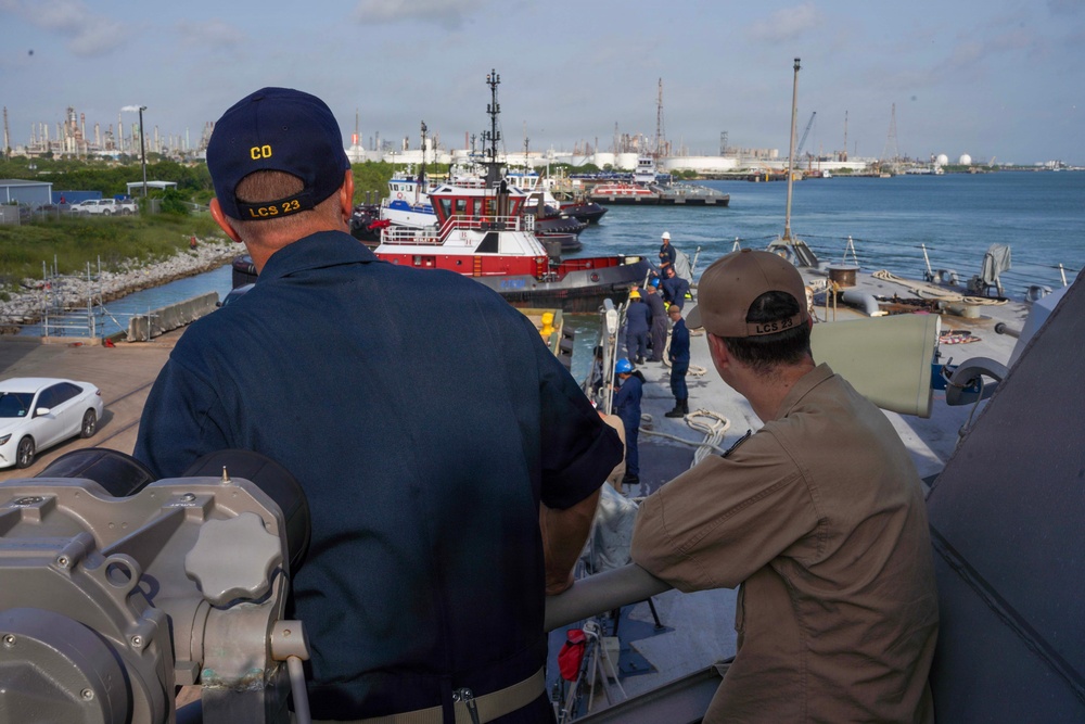 USS Cooperstown Conducts a Flip-Ship for Preventative Maintenance at Corpus Christi, Texas.