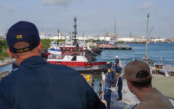 USS Cooperstown Conducts a Flip-Ship for Preventative Maintenance at Corpus Christi, Texas.