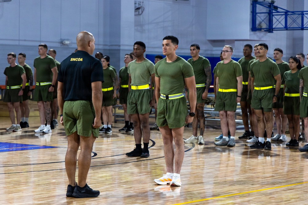 U.S. Marines commence PT during Inaugural Marine Corps Air Station Iwakuni Sergeants Course