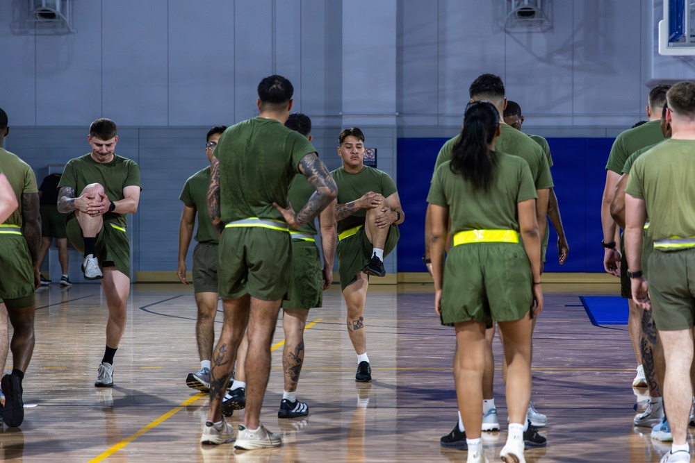 U.S. Marines commence PT during Inaugural Marine Corps Air Station Iwakuni Sergeants Course