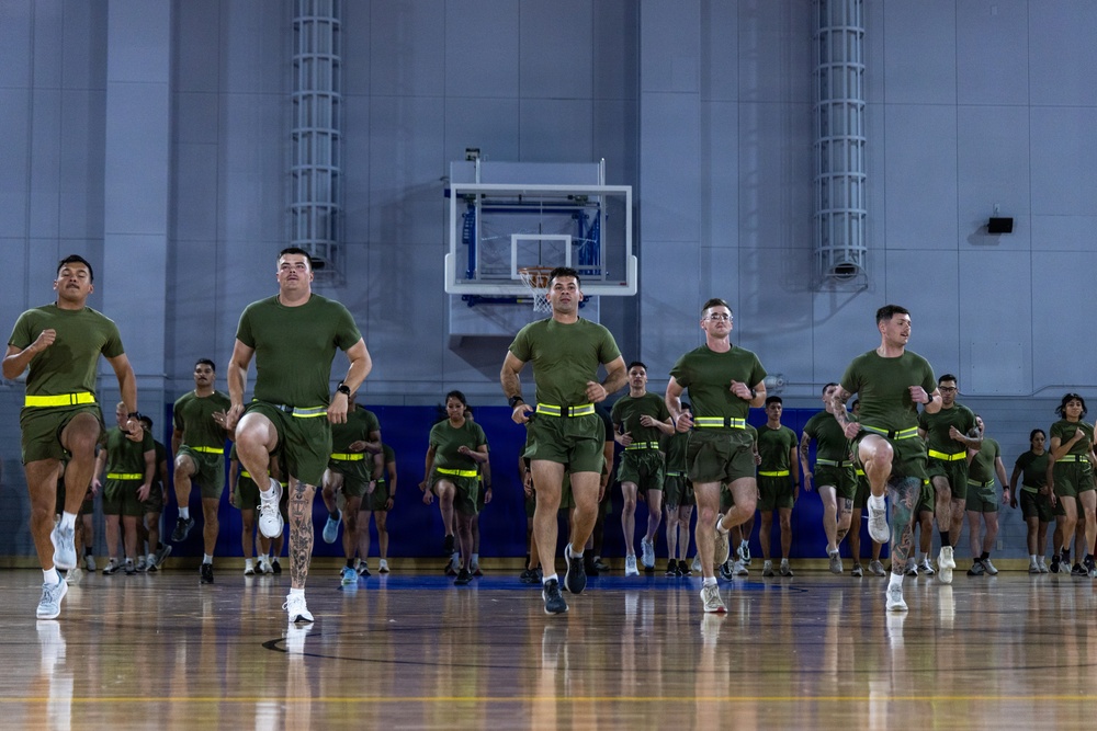 U.S. Marines commence PT during Inaugural Marine Corps Air Station Iwakuni Sergeants Course