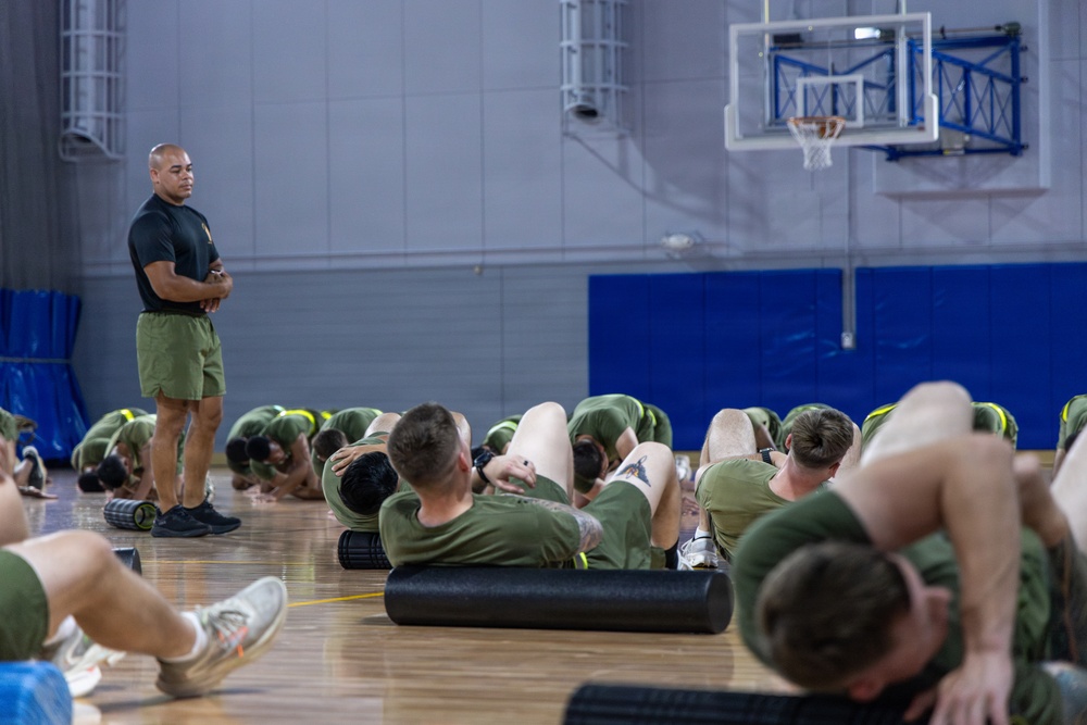 U.S. Marines commence PT during Inaugural Marine Corps Air Station Iwakuni Sergeants Course