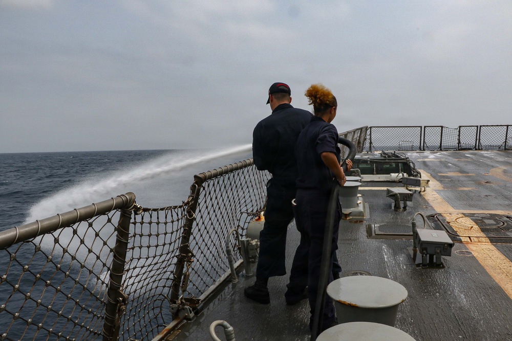 Frank E. Petersen Jr. Sailors Conduct Maintenance on Aqueous Film Forming Foam System