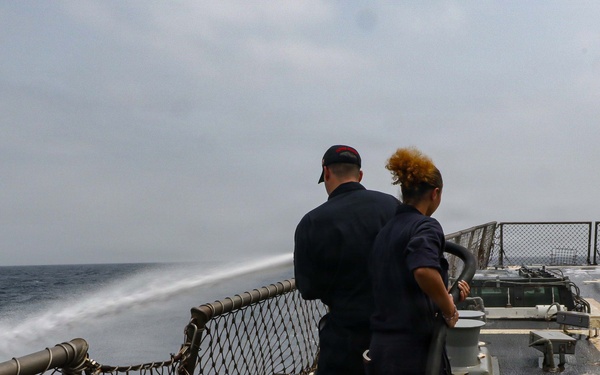 Frank E. Petersen Jr. Sailors Conduct Maintenance on Aqueous Film Forming Foam System