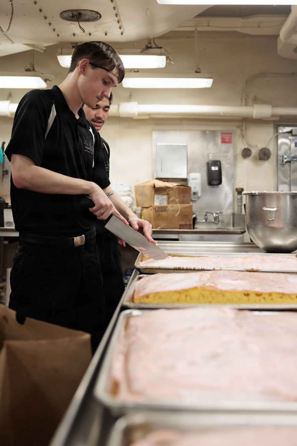 USS George H.W. Bush Sailors Conduct Food Preparation